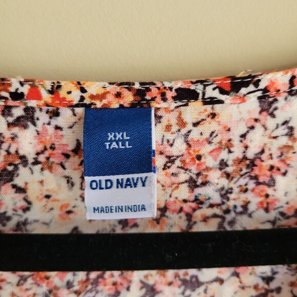 Old Navy Womens Blouse Size XXL Tall Floral Boho Textured Swiss Dot Long Sleeves - Picture 2 of 9